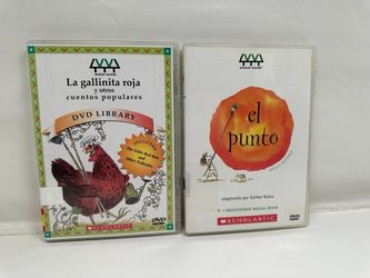 Scholastic Weston Woods Spanish DVDs La Gallinita Roja & El Punto Kids Lot