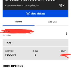 J Cole Fall Off Tour Ticket 