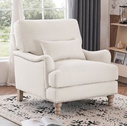Set of 1 Ivory Fabric arm sofa chair, Accent chair