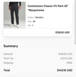 Lululemon Commission Classic-Fit 38” by 32” (dress pants)