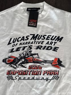 Lucas Museum Let’s Ride 2026 Exposition Park Speedway T Shirt SDCC Exclusive Small or Large