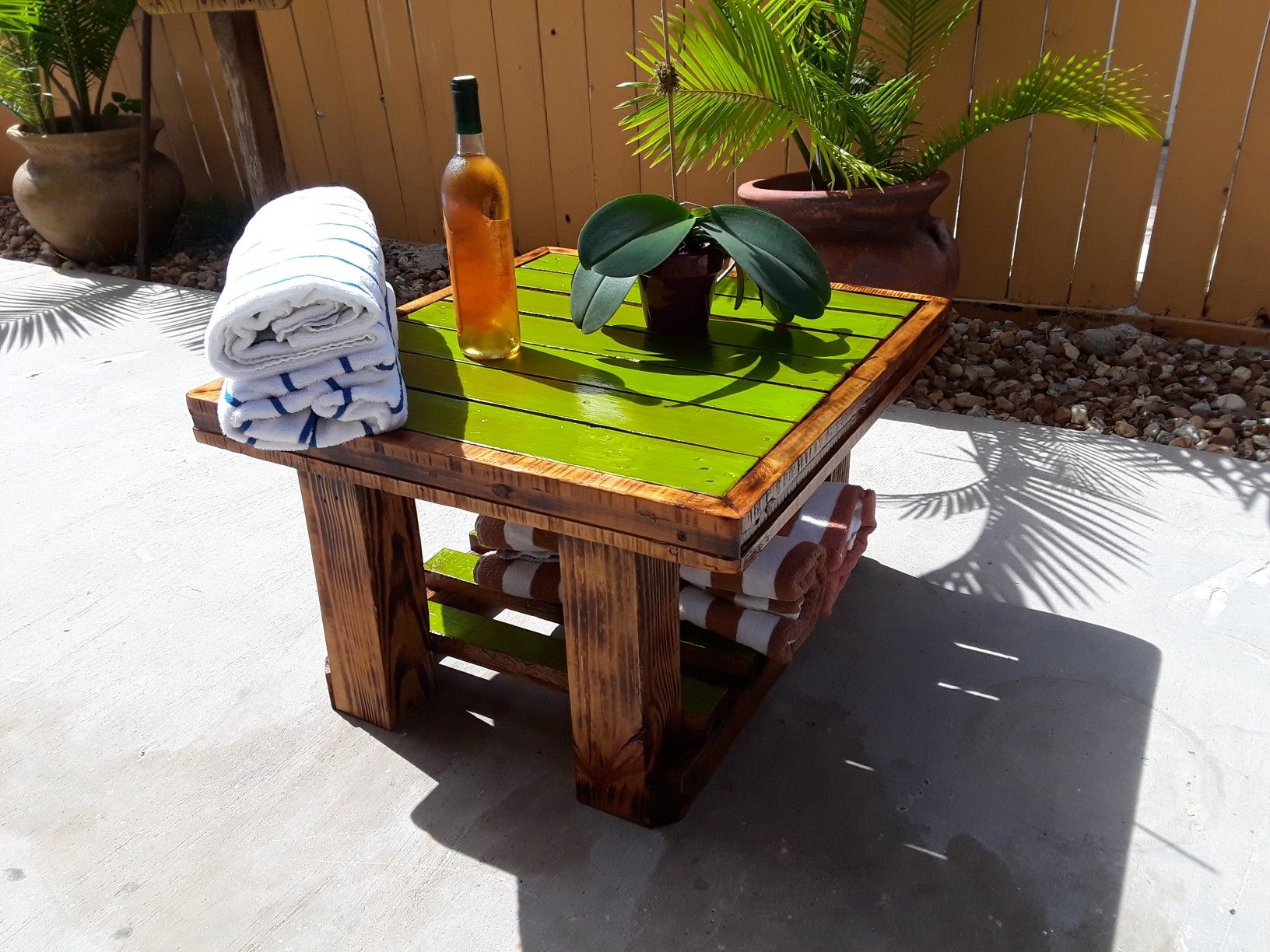 Custom built pool and patio table