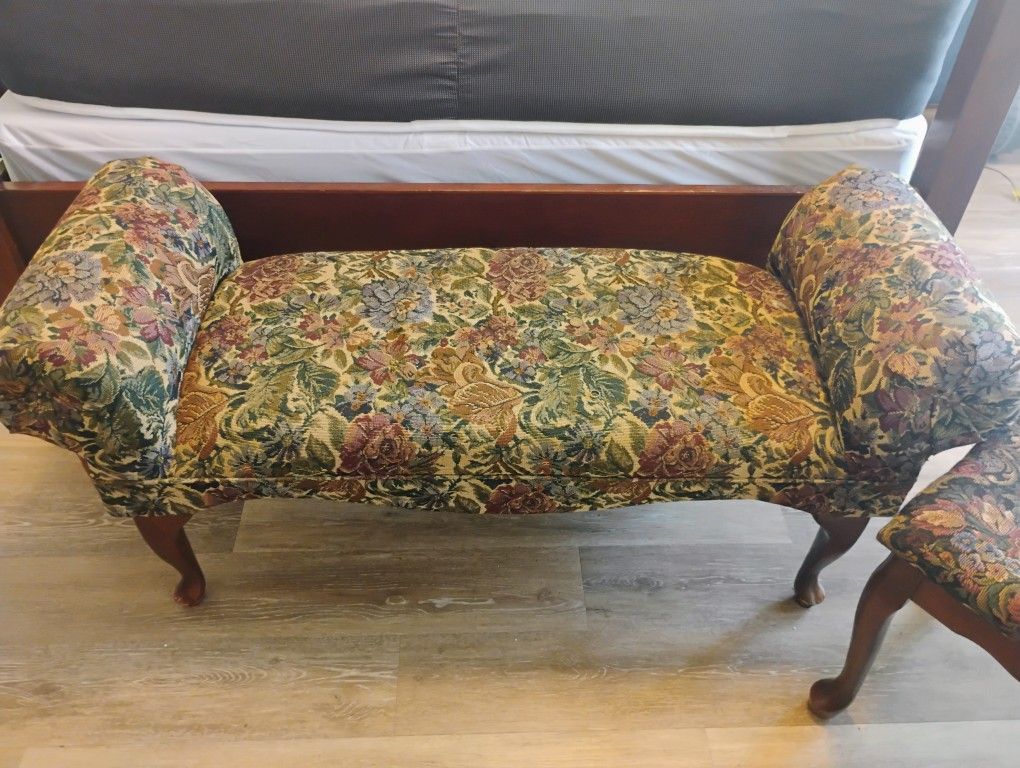 Beautiful Upholstery Damask floral bench & Stool