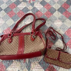 Brighton Ruby Red Brown Tote Weekender Matching Wallet Crossbody Detach