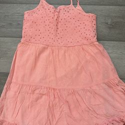 Girls peach eyelet spaghetti strap dress size 10/12