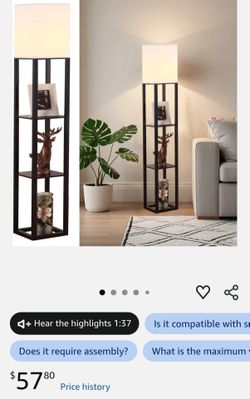 HomeFocus Floor Lamp,Lamp with Shelves,Floor Light for Living Room,Bedroom,Wood,Black