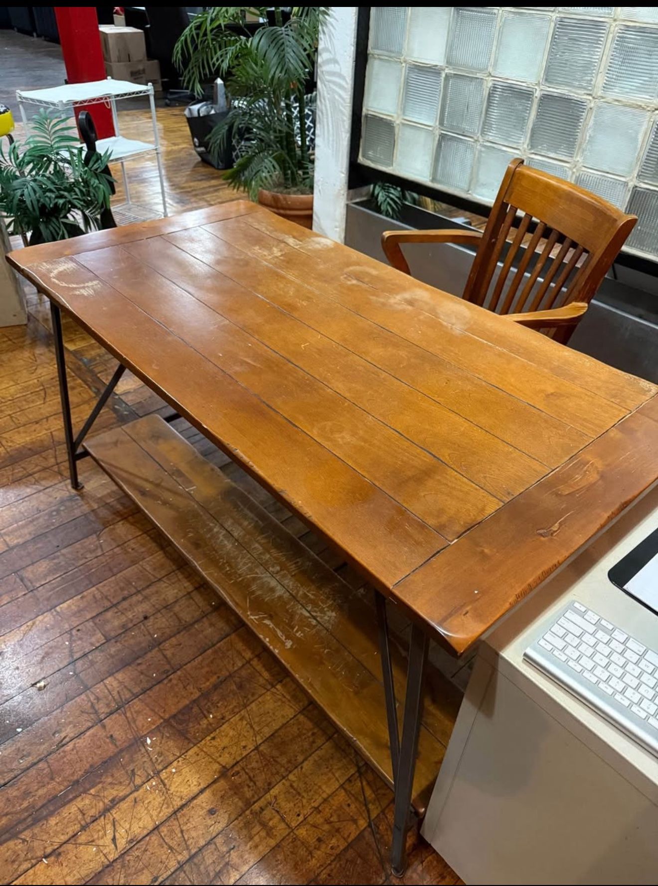 Rustic Industrial Desk + Matching Wood Chair – Great for Home Office or Studio