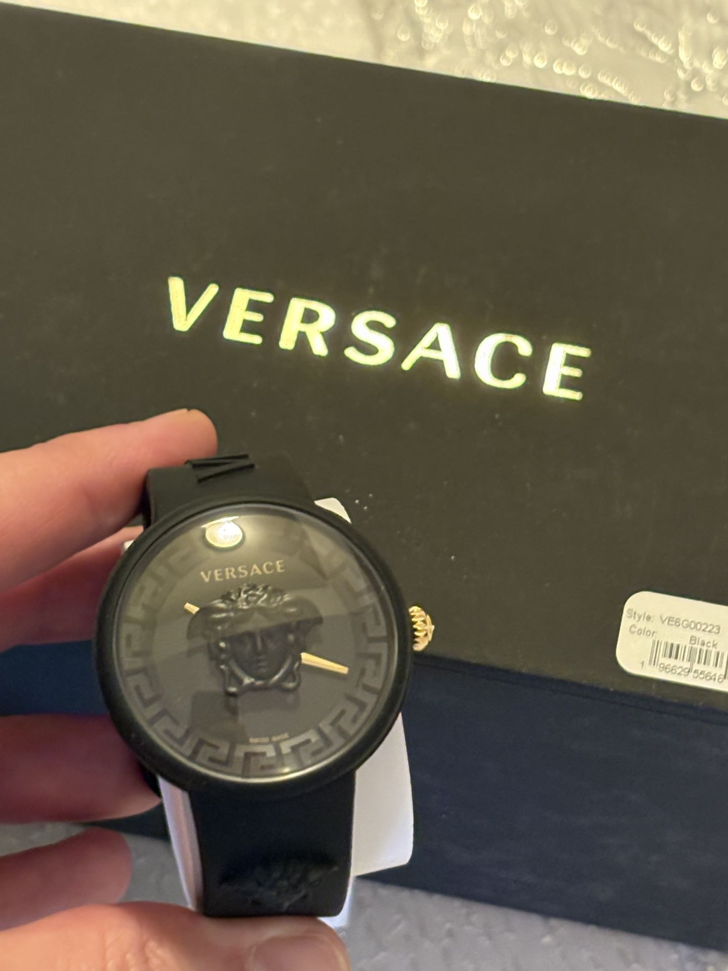 Versace Medusa  Quartz Watch Black Dial, Silicone Strap, Swiss Made