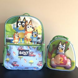 BBC Bluey Family Trip Kids 17in Laptop Backpack Lunch Bag 2 Piece Set