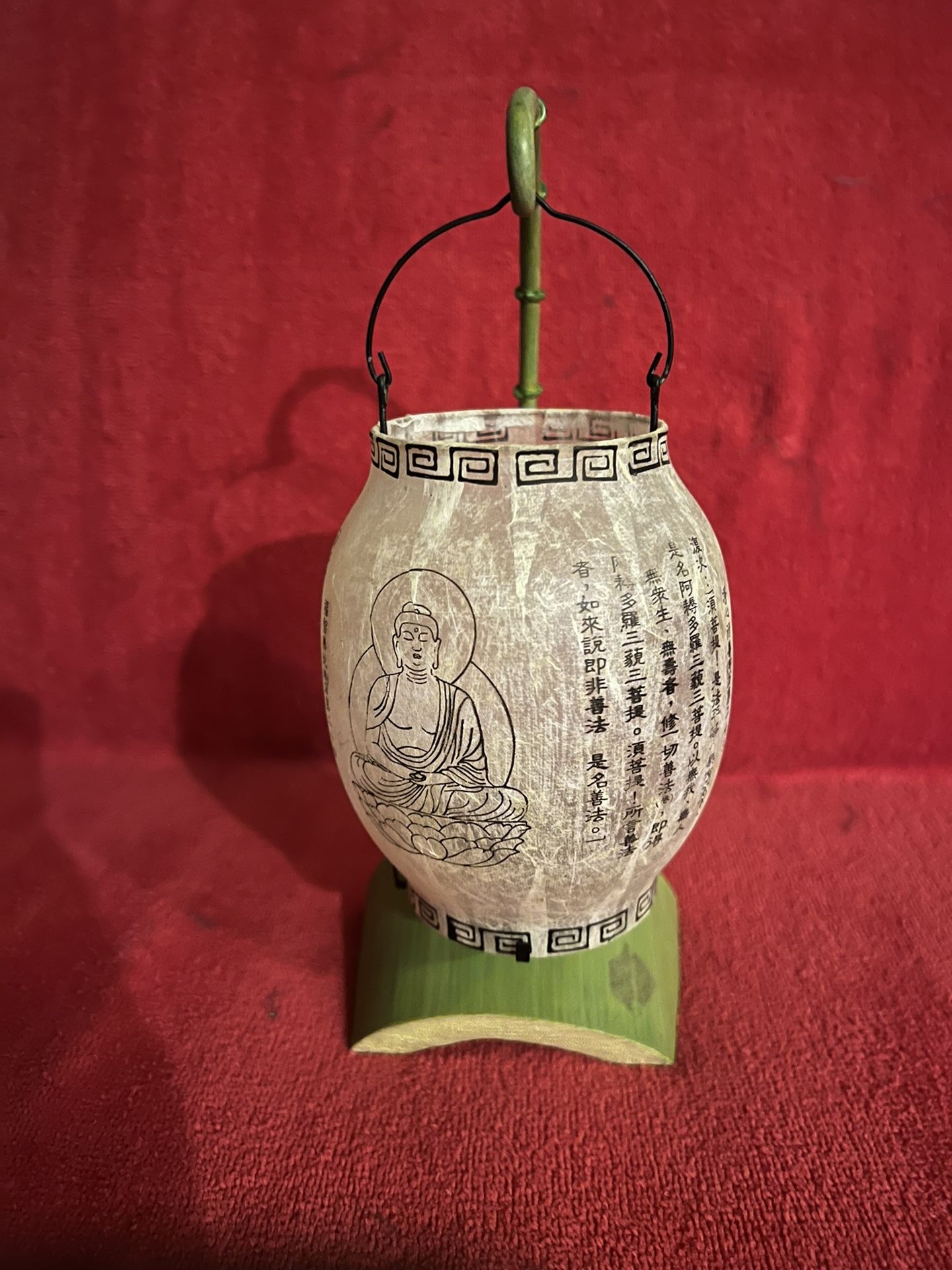 Green Bamboo Buddha Tea Light Candle lantern