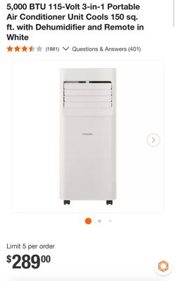 Vissani 5,000 BTU Portable Air Conditioner White
