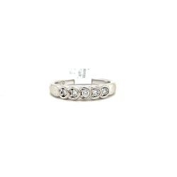 14kt White Gold 5 Diamond Ring 3.64grams Size 6 3/4” I-672 