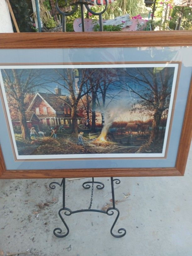 Vintage Framed Matted Autumn Evening Limited Edition Lithograph Pencil Signed Terry Redlin