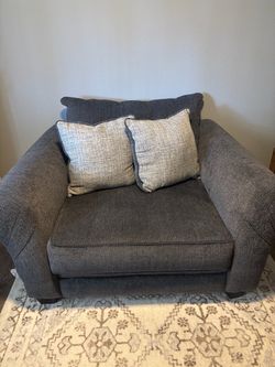 Oversized Gray Fabric Accent Chair