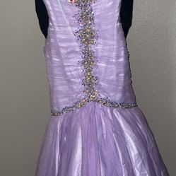 lavender dress, size four, only worn once. 