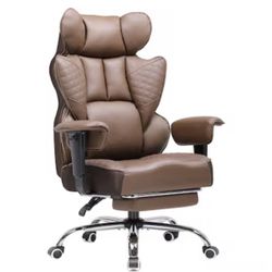 GTPLAYER Brown Big and Tall Office Chair Ergonomic Gaming Chair with Deluxe Embossing Leather