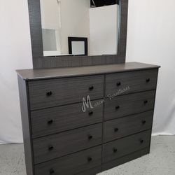 Gray Matte Bedroom Dresser With Mirror!