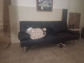 Black Faux Leather Futon Sofa Bed