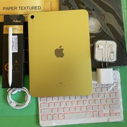 256gb Apple IPad 10th Generation (10.9” Liquid / 2022 model) with pen, keyboard, case & Accessories (warranty 2026) 