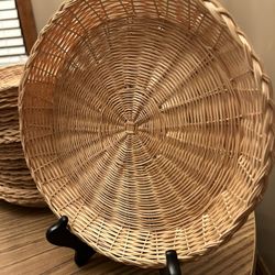 Boho wicker paper plate holders - lot of 24 - 10" across  Weddings - showers - boho theme parties  All the same in very good condition.   