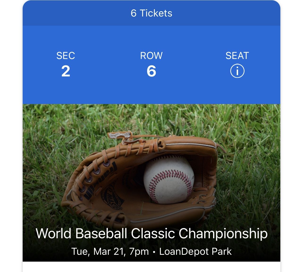TICKETS WORLD BASEBALL CLASSIC CHAMPIONSHIP