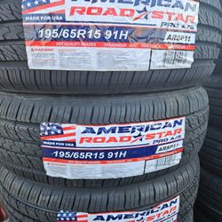 195-65-15 !!! AMERICAN ROADSTAR A/S !!! $230 LAS 4 LLANTAS MONTADAS Y BALANCEO INCLUIDO 👌