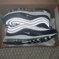 Nike Air Max 97s black and white metallic silver