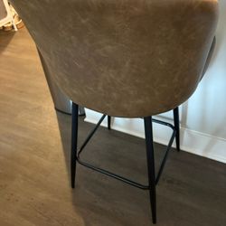 Two Brown Pleather Bar Stools