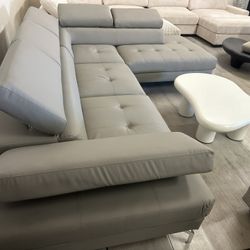 New Gray Sectional Faux Leather 