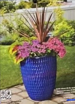 BLUE HOMEMADE CERAMIC PLANTERS