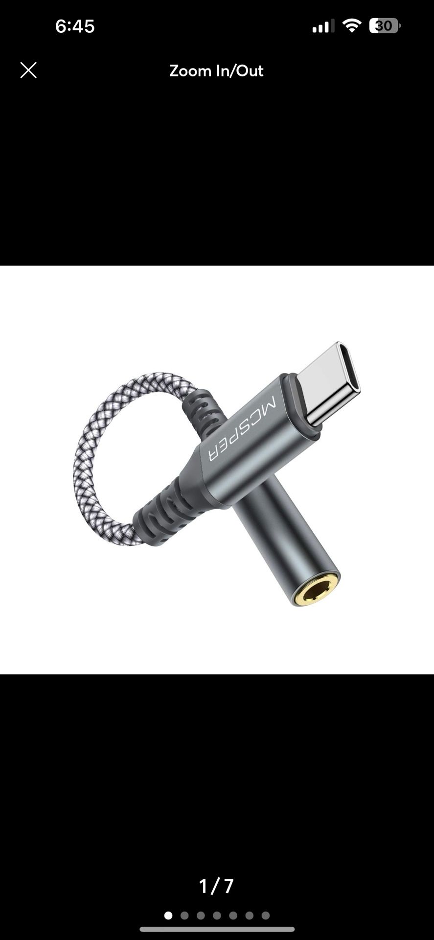 USB Type C to 3.5mm Female Adapter