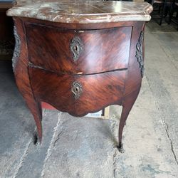 Antique French Marble Top Two Drawer Commode 19th Century  