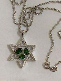 Star David design Chrome Deposit on Sterling silver pendant with a Sterling silver chain 18”