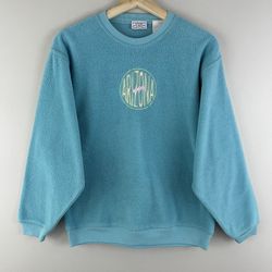 ARIZONA JEAN Vintage Y2K Light Blue Embroidered Logo Crewneck Pullover Fleece