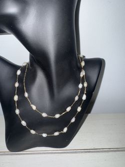 Vintage 14k & Baroque Pearl 30" Necklace. 