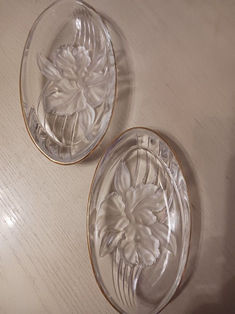 2 Solid Crystal Dish for Jewelry, Candy, Coins, Etc
