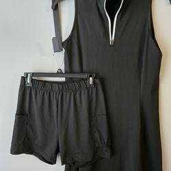Tennis Golf Dress with Separate Shorts Size Large Black NWOT