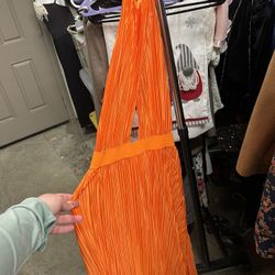 Orange Halter Maxi Dress