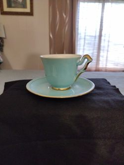  Tea Cup And Saucer Set Aqua Green 