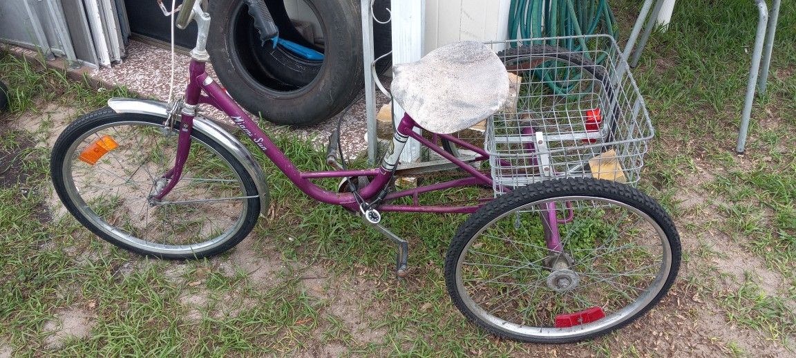 Vintage Miami Sun Three wheel Bike 24 In Wheels All Original! for Sale