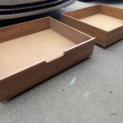 2 Ikea Leksvik Under Bed Storage Drawers rolling brown wood