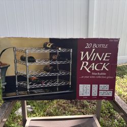 Seville Classics 20-Bottle Chrome Wine Rack – New in Box, Stackable 
