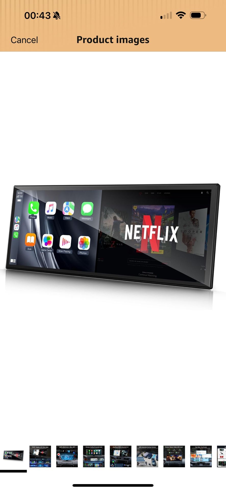 Brand New LAMTTO Upgraded 10.25'' Wireles Carplay Screen with Netflix YouTube Apps and Backup Camera Built-in Entertainment Video Box Navigation Vo