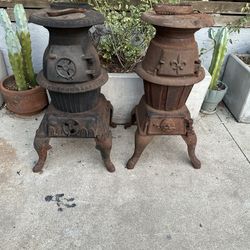 Antique Cast Iron potbelly stove  2 Of Them 