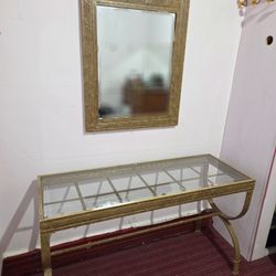 Rectangular Rustic Coffee Table with Matching Mirror