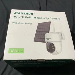 Manshur 4G LTE Cellular Security Camera w/Solar Panel- WHITE