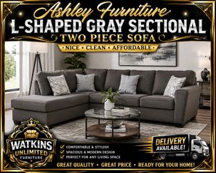 🛋️ Ashley Furniture L-Shaped Gray Sectional Sofa – Nice, Clean & Affordable! 🚚 Delivery Available