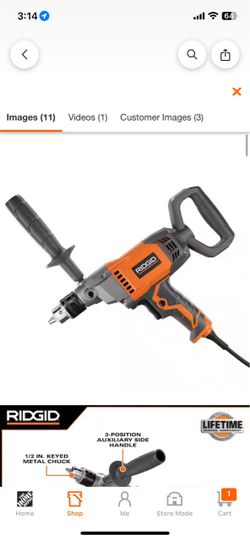 RIDGID 9 Amp Corded 1/2 in. Spade Handle Mud Mixer @Rid-721