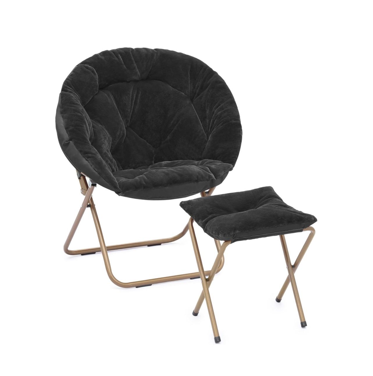MoNiBloom Round Folding Faux Fur Saucer Chair A004