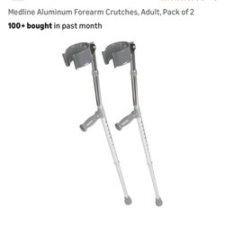 Medline Aluminum Forearm Crutches, Adult, Pack of 2